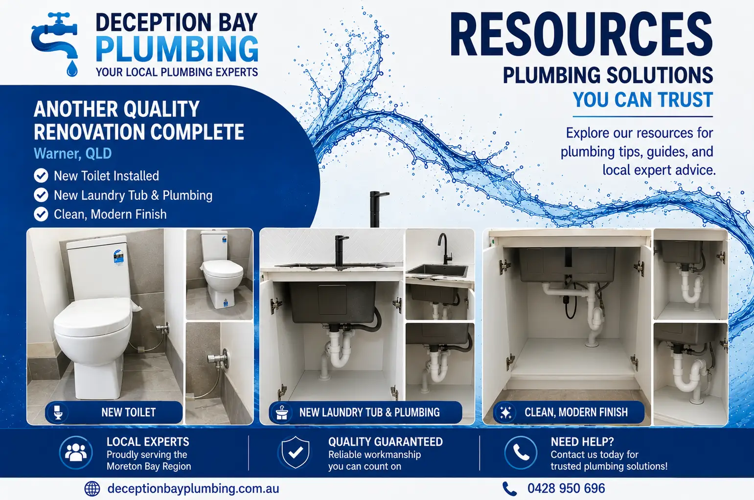 Kitchen, Laundry & Toilet Plumbing Renovation in Warner, QLD