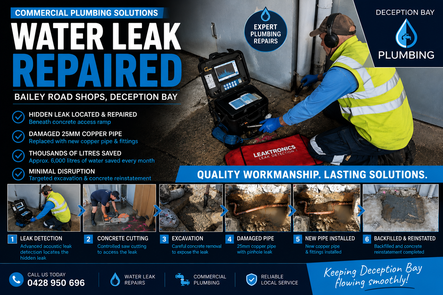Commercial Water Main Repair at Bailey Road Shops, Deception Bay